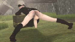 1boy 3d artist_request ass balls big_balls big_penis blindfold erect_penis erection femboy huge_cock hung_trap light-skinned_male light_skin male male_focus male_only nier nier:_automata penis solo solo_male spread_legs testicles trap unknown_artist white_hair yorha_9s