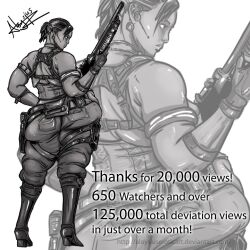 1girls african african_female aloysius ass back_view bbw big_ass chubby clothed dark-skinned_female dark_skin fat fat_ass female female_only gun high_heel_boots huge_ass overweight overweight_female resident_evil resident_evil_5 sheva_alomar solo solo_female thick_thighs thighs tight_clothing weapon