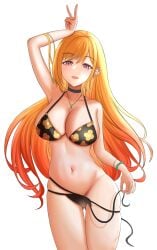 alternate_costume bikini blonde_hair bracelet breasts female female_only gyaru kina_(artist) kitagawa_marin light-skinned_female light_skin looking_at_viewer solo solo_female sono_bisque_doll_wa_koi_wo_suru tagme v