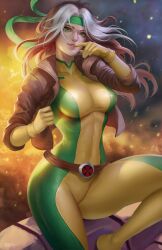 1girls anna_marie female female_only fully_clothed headband marvel marvel_comics nopeys pinup rogue_(x-men) solo thunder_thighs x-men