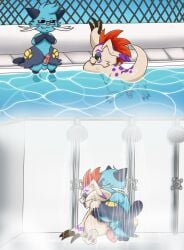 anal balls bandai_namco chicostyx claws crossover dewott digimon digimon_(species) genitals gomamon hair hi_res kai_the_dewott kipp_the_gomamon lutrine male male/male mammal marine mustelid nintendo penis pinniped pokémon_(species) pokemon pokemon_(species) pool_(disambiguation) seal showers video_games