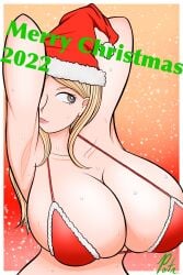 1girls akamatsu_kaede alternate_breast_size big_breasts blonde_hair breasts christmas christmas_clothing christmas_outfit danganronpa danganronpa_v3 female_only huge_breasts large_breasts pontapon short_hair straight_hair tagme upper_body uppercut