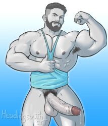 1boy abs balls ballsack beard beefy big_biceps big_pecs big_penis boner bottomless_male brown_eyes brown_hair erect_penis erection facial_hair flexing grey_skin hard_on headingsouth huge_cock human male male_nipples male_only male_pubic_hair male_trainer_(wii_fit) manly mature_male muscles muscular_male mustache nintendo pecs penis precum precum_drip scrotum super_smash_bros. tank_top testicles thick_thighs uncut veiny_penis wii_fit wii_fit_trainer wii_fit_trainer_(male)