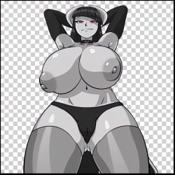 1girls animated ankha_ride_(minus8) armpits arms_behind_back arms_behind_head arms_up big_breasts black_and_white breasts cameltoe choker color colored covered_pussy elbow_gloves fake_png greyscale hime_cut long_gloves mp4 nipples no_sound oblivionfall panties patreon phalia red_eyes sexy_armpits shorter_than_30_seconds showing_nipples smirk solo stockings swaying swinging_breasts tagme thick_thighs thighhighs topless upscaled video wide_hips