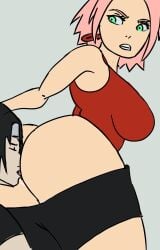 1boy 1girls 2d angry angry_face animated anus_juice ass ass_focus ass_juice big_ass big_breasts clothing enjoying green_eyes huge_ass huge_breasts large_ass looking_back loop lustysun naruto naruto_(series) naruto_shippuden no_panties no_sound pale-skinned_female pants_down pink_hair rimjob rimming sai sakura_haruno thick_ass thick_thighs video voluptuous