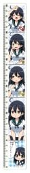 10s ahoge black_hair breasts brown_eyes closed_eyes eyebrows female highres kantai_collection long_hair long_image masara measuring medium_breasts multiple_views open_mouth penis_measuring penis_reaction_chart ruler school_uniform serafuku speech_bubble tall_image ushio_(kantai_collection)