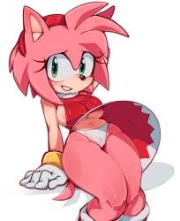 amy_rose anthro big_breasts breasts cameltoe clothing female female_focus female_only hedgehog hedgehog_humanoid ichig8miruku nipple nipple_peek nipple_slip nipples panties pink_fur pussy_peek sega sonic_(series) sonic_the_hedgehog_(series) sweat sweatdrop underboob upskirt video_games