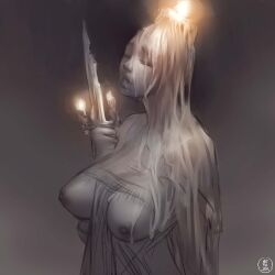 big_breasts breasts_out candle candle_wax candlelight candles closed_eyes dark_souls dark_souls_3 female female_only fromsoftware grand_archives_scholar natthelich painting_(artwork) sketch solo wax wax_girl wax_on_body