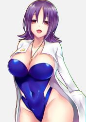 1girls 2018 alternate_breast_size bikini blue_bikini blue_swimsuit blue_swimwear breasts brown_eyes chikage_(blackclownery) curvaceous female human labcoat large_breasts looking_at_viewer mouth_open nintendo open_mouth pale-skinned_female pale_skin philena_ivy pokemon pokemon_professor pokemon_rgby purple_eyes purple_hair short_hair smile smiling smiling_at_viewer staring_at_viewer swimsuit swimwear thick_thighs wide_hips