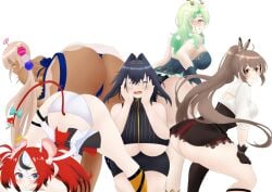 5girls ass ass_shake ass_up big_ass big_breasts breasts ceres_fauna covering_face dark-skinned_female embarrassed fan_mascot_(vtuber) female female_only hakos_baelz hakos_baelz_(1st_costume) hololive hololive_english hololive_english_-council- hololive_english_-promise- huge_ass huge_breasts jack-o_pose light-skinned_female looking_back mhaknow mr._squeaks_(hakos_baelz) nanashi_mumei ouro_kronii panties smile smug surrounded_by_ass tsukumo_sana twerking underboob virtual_youtuber