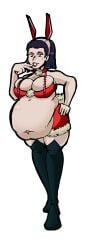 1girls asian asian_female belly big_belly big_breasts black_hair blue_hair breasts brown_eyes bulging_breasts bunny_ears bunnysuit cleavage diamond_is_unbreakable female female_only jojo's_bizarre_adventure lipstick mature_female milf mother nasuokaa-san pink_lipstick pregnant pregnant_belly ready_to_pop short_hair solo_female tomoko_higashikata