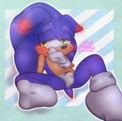 1boy blush bodily_fluids bottomwear bulge clothed clothing crossdressing ears_down eulipotyphlan feet footwear hedgehog male male_only mammal onechan panties pattern_bottomwear pattern_clothing pattern_panties pattern_underwear pivoted_ears sega socks solo sonic_(series) sonic_the_hedgehog sonic_the_hedgehog_(series) striped_bottomwear striped_clothing striped_panties striped_underwear stripes tears underwear