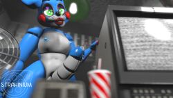 1futa 3d 3d_(artwork) animatronic bodily_fluids bonnie_(fnaf) computer_monitor container cup digital_media_(artwork) dripping erect_nipples erection fan_(disambiguation) five_nights_at_freddy's futa_only futanari genital_fluids genitals girly green_eyes hi_res joints lagomorph leporid lipstick machine makeup male mammal nipples penis precum precum_drip rabbit red_cheeks red_lipstick robot scottgames solo static strahinium video_games