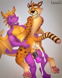 activision animal_genitalia animal_penis anthro ass big_penis bodily_fluids cheetah cum cum_on_butt dragon duo ejaculation enjoying equine_penis felid feline genital_fluids genitals hi_res hunter_(spyro) katarhein leaking_cum male male/male male_only mammal paws penis slim spyro spyro_the_dragon thick_penis video_games