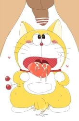 adorable balls cum cum_in_mouth cumshot cute cute_face doraemon doraemon_(character) feline feline gay male male_only males_only multimuti penis red_collar red_nose red_tail robot testicles tongue tongue_out yellow_body yellow_skin