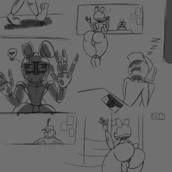 against_glass against_window animatronic areolae belly belly_button big_areola big_ass big_breasts big_butt big_nipples bubble_butt bulge cap comic digital_media_(artwork) expressions eyelashes femboy five_nights_at_freddy's five_nights_at_freddy's_3 fnaf gay male male/male male_only monochrome multiple_boys night_guard night_guard_(fnaf) nipples panties phantom_chica rabbit rabbit_ears rabbit_tail robot shaded sketch sketch_page springtrap springtrap_(fnaf) teeth thiccgumbear thick_thighs thighs trap window