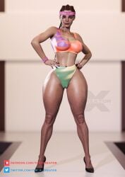 1girls 3d apex_legends athletic braids cameltoe dark-skinned_female dark_skin earrings facing_viewer fat_ass female female_only female_protagonist fit fit_female hands_on_hips high_heels human large_breasts loba_(apex_legends) posing solo sports_bikini sports_bra sweatband tattoo the_x_creator thick_thighs tight_clothing wide_hips workout_clothes