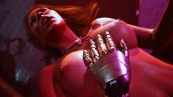 3d alt_cunningham astromons cyberpunk_2077 exhibitionism female johnny_silverhand male naked nude nude_female pale-skinned_female