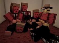 1girls 3d 77susgrimreaper artist_request cooolguy4448 madisonphobia multiple_boys orgy ratio richdrakes roblox roblox_avatar source_request tagme the_bag_buddies theedgymememan trash