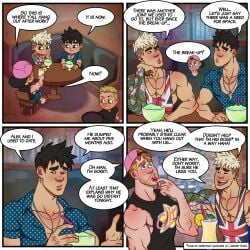 brothers cabaret_bara cabaret_bara_series comic dialogue finn_(cabaret_bara) gay ian_(cabaret_bara) leon_(cabaret_bara) liam_(cabaret_bara) muscles muscular muscular_male tank_top tattoos twins