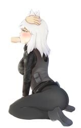 1girls anti_(phantom_forces) armor ass blowjob breasts cat_ears disembodied_hand headpat kayyski phantom_forces roblox roblox_game robloxian tactical_gear tagme uniform white_hair