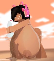 1girls animated giant_breasts headphones looking_at_viewer melinajbt mine-imator minecraft nipples nude sagging_breasts sara-(melinajbt) sara_(melinajbt) swaying_breasts sword