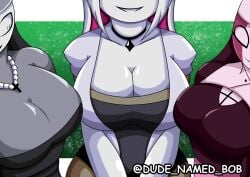 3girls alien_girl artist_request big_breasts dude_named_bob due_name_bob fnf_entity friday_night_funkin friday_night_funkin_mod fully_clothed long_hair looking_at_viewer mid_fight_masses multiple_girls nikusa_(sugarratio) nipples nun nun_hat sarvente_(dokki.doodlez) seductive_look smile smiling_at_viewer taki_(fevertown) tight_clothing voluptuous_female white_hair white_skin