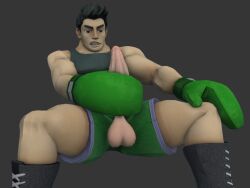 1boy 3d 3d_(artwork) box boxers boxing_gloves human little_mac male male_only masturbation muscular muscular_male nintendo penis punch_out solo solo_male super_smash_bros. testicles