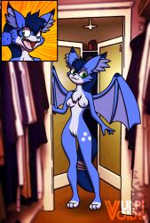 bat breasts closet clothing dressing_room dust:_an_elysian_tail female femsuit genitals hi_res mammal mask nimbat nude pokeyantlers pussy suit tug