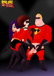 1boy 2girls armwear clothing disney elastigirl eyewear father_and_daughter female footwear handwear helen_parr legwear male mask mr._incredible multiple_girls nipples online_superheroes penis pixar robert_parr smooth_skin superhero superheroine testicles the_incredibles violet_parr