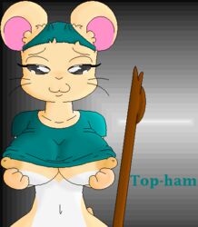 anthro breasts clothing female female_only front_view hamster hamtaro_(series) nipples roy_mccloud solo tagme toony top-ham