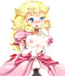 ahe_gao bar_censor blonde_hair blue_eyes blush breasts censored mario_(series) nintendo nipples pixiv_manga_sample princess_peach pussy sex transparent_censoring vaginal_penetration yukimimi