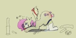 blue_eyes bondage bound firelotas fluttershy_(mlp) furry horse my_little_pony orgasm pink_hair pony sex_toy vibrator_in_ass vibrator_in_pussy