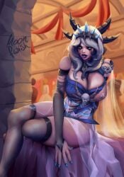 1girls barbell_piercing blizzard_entertainment huge_breasts moonfwish nipple_piercing runny_makeup sindragosa solo warcraft world_of_warcraft