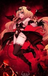 blonde_hair boots demon demon_girl different_eye_color german german_female german_vtuber goat high_heel_boots high_heels horns jinja_(v-tuber) jinjaowo lightmotif long_hair onidere succubus tail virtual_youtuber vtuber wings