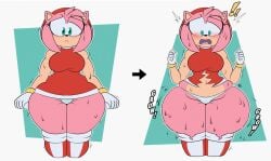 amy_rose ass_expansion before_and_after exposed_panties green_eyes mrxrickyx pink_fur ripped_clothing shocked_expression sonic_(series) tagme thigh_expansion torn_clothes