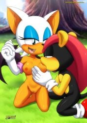 1boy 1girls anthro bbmbbf breast_sucking breasts female furry furry_female furry_male male male/female mighty_the_armadillo mobian_(species) mobius_unleashed nipples nude open_mouth palcomix pussy rouge_the_bat sega sex sonic_(series) sonic_the_hedgehog_(series) tongue