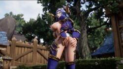 1girl 1girls 3d anus ass auril3d auril_(artist) big_breasts blizzard_entertainment blue_hair breasts butt female female_only horn horns light-skinned_female light_skin looking_at_viewer nipples pussy solo spread_ass spread_butt spreading tarecgosa vagina warcraft world_of_warcraft