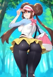 1girls ai_generated ass dclp double_bun huge_ass pokemon rosa_(pokemon) standing