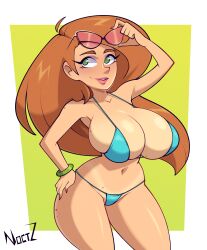 1girls big_breasts bikini bikini_bottom bikini_top cleavage curvy disney disney_channel female_only green_eyes hand_on_hip huge_breasts kim_possible kimberly_ann_possible large_breasts long_hair noctz orange_hair red_hair red_head sunglasses sunglasses_on_head thick_thighs voluptuous voluptuous_female wide_hips