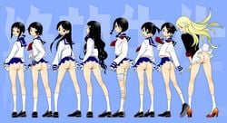 ass fuura_kafuka itoshiki_rin kaga_ai kimura_kaere kitsu_chiri kobushi_abiru looking_back ookusa_manami sayonara_zetsubou_sensei tsunetsuki_matoi