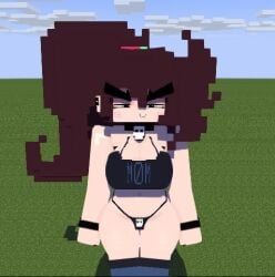 1girls big_breasts big_eyebrows choker femscrub_(somescrub) goth goth_girl looking_at_viewer milf mine-imator minecraft odysseyellie striped_legwear thong