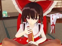 1boy 2girls animated brown_hair censored cock cum dark-skinned_male dick facial hakurei_reimu handjob indoors japanese_clothes kochiya_sanae long_hair looking_at_viewer miko mikumikudance mmd multiple_girls no_sound nsfw p_musou(artist) penis pov precum red_eyes red_ribbon reimu_hakurei ribbon sanae_kochiya tagme tears touhou unworn_sleeves video