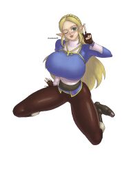 big_breasts breath_of_the_wild chumbone20 elf_ears huge_breasts hylian hylian_ears nintendo peace_sign princess_zelda the_legend_of_zelda thick_thighs voluptuous wide_hips zelda_(breath_of_the_wild)