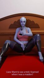 1girls 3d 9:16 alien alien_girl animated areola asari athletic athletic_female blender blue_skin clothing deepthroat dildo dildo_in_mouth eyes_rolling_back female female_only fit highres large_breasts liara_t'soni longer_than_30_seconds looking_at_viewer mass_effect mp4 music nipples pov sex_toy smile solo sound tagme text vertical_video video vikhlop