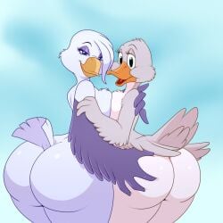 1:1 2021 anatid anseriform anserinae anthro ass avian balto_(film) big_butt bird breast_squish breasts breasts_frottage butt_grab crossover duck duo feather_hands feathered_wings feathers female female/female goose grey_body grey_feathers hand_on_butt hi_res huge_butt lonbluewolf looking_at_viewer looking_back metro-goldwyn-mayer mother_duck_(tom_and_jerry) multicolored_body multicolored_feathers non-mammal_breasts rear_view simple_background smile snow_goose squish stella_(balto) tom_and_jerry two_tone_body two_tone_feathers universal_studios white_body white_feathers wings
