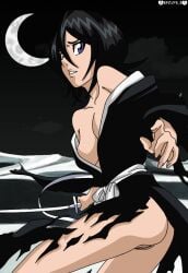 ass bleach breasts darkuro_27 female female_only kuchiki_rukia pussy pussy_exposed solo tagme torn_clothes