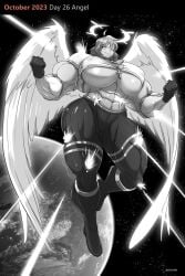 aballon_(mrmelted) abs angel big_breasts breasts extreme_muscles halo huge_breasts muscular_female pectoriah space thick_thighs