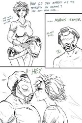 1boy1girl armor caco-bro comic crash_(quake) doom doom_slayer_(doom) english_text helmet muscular muscular_female muscular_male quake scarf short_hair