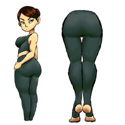 ass ass_focus full_body leggings looking_back lustysun original original_character pants standing tiptoes toeless_legwear